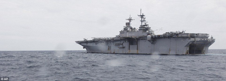 Naval assault: The USS Wasp discharges LCAC hovercraft as it stages operations off the coast of North Carolina